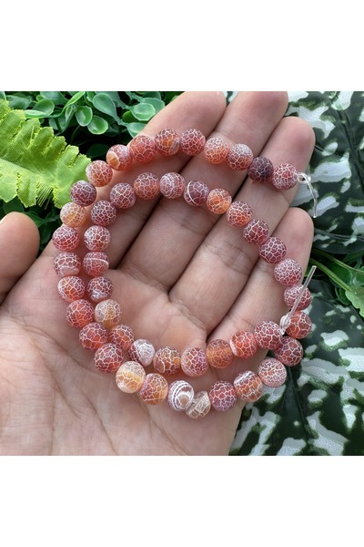 TAŞ UZMANI حجر العقيق الأحمر والأبيض غير اللامع 8 ملم