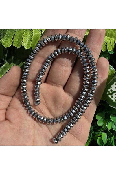 İNCİ DOĞAL TAŞ غسالة ذات جوانب حجر هيماتيت فضي 6x3 ملم