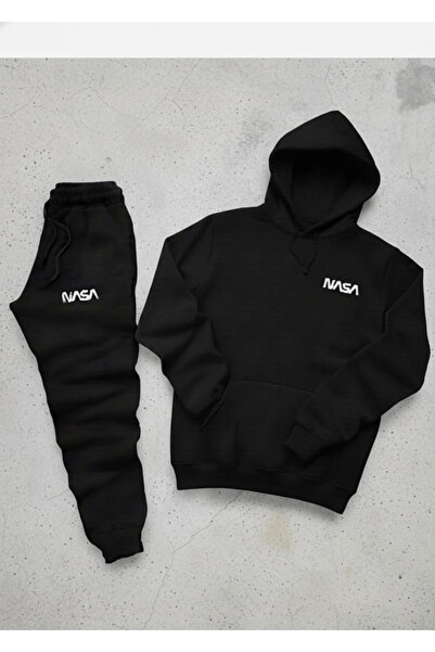 Syndra Hooded Sweat (Nasa) Black Tracksuit Set
