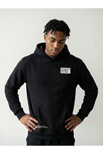 CLAW UP WORK ОВЕРСАЙЗ ХУДИ | BLACKOUT PRINTED (Унисекс памучна мека текстурир...