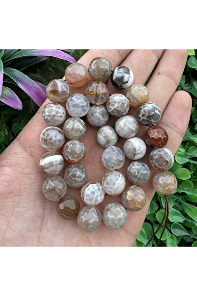 TAŞ UZMANI Faceted Sphere Brown-Transparent Mix Agate Stone 12 mm