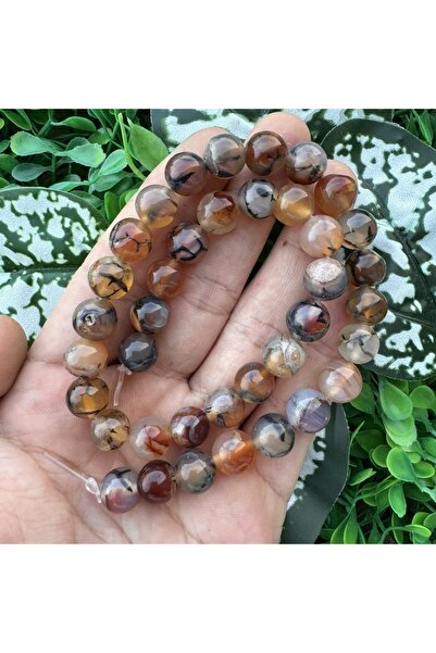 TAŞ UZMANI حجر العقيق الأحمر البني الشفاف المختلط 10 ملم