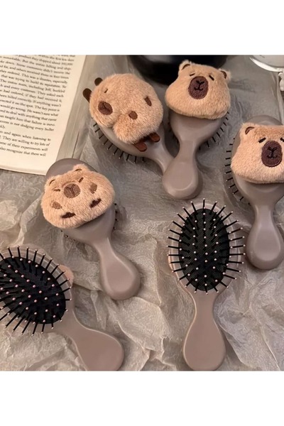 ÇEÇEN HOME Cute Capybara Plush Hair Brush - Portable Scalp Massage Comb with ...