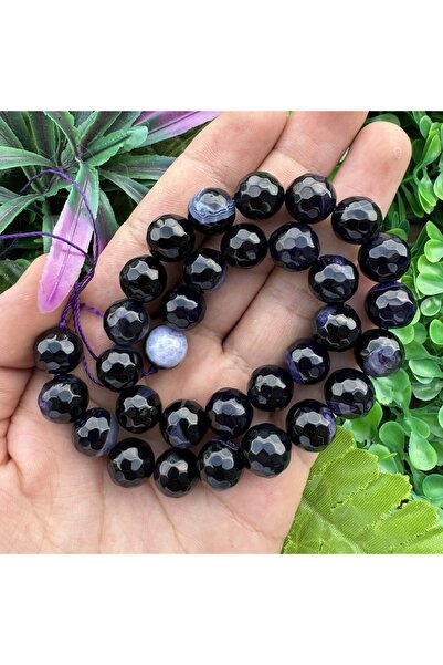 TAŞ UZMANI حجر العقيق الأسود الأرجواني اللامع 12 ملم