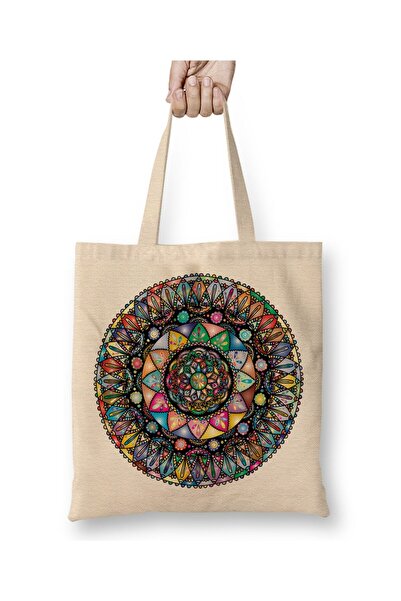 Toyaso Mandala Colorful Line Art 02 White Cloth Bag Long Handle Shopping Bag ...