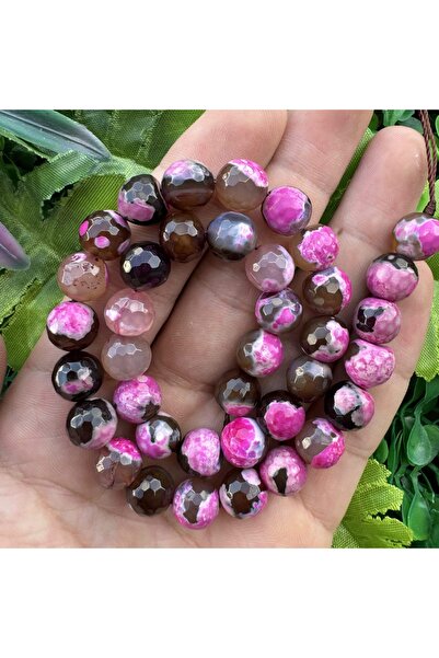 TAŞ UZMANI حجر العقيق الوردي البني الكروي المصقول 10 ملم