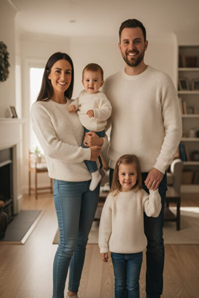 Meriç bebe Family Combination Thessaloniki Knitted Sweater Raglan Sleeve Crew...