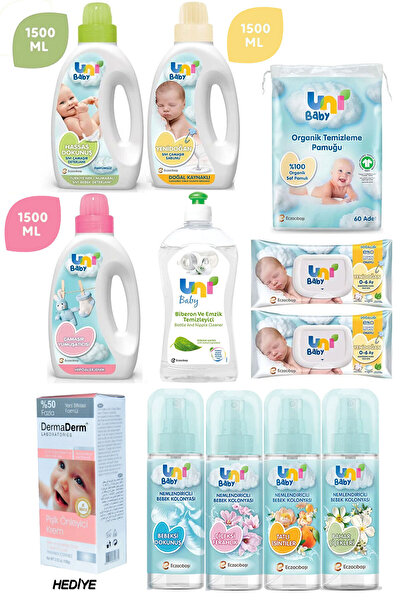 Uni Baby Yenidoğan Bakım & Temizlik Mega Set Deterjan + Islak Mendil + Kolony...
