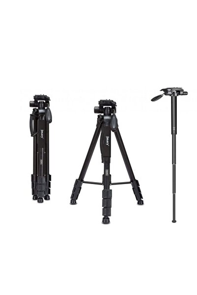 Jmary KP-2254 Professional Aluminum Tripod Monopod for All DSLR Cameras (Black)