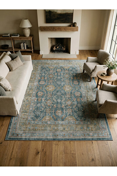 Rose'n Home Arte VN008-1 Vintage Klasik Desenli Dekoratif Şönil Halı Salon Ko...