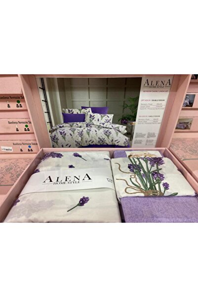 Alena طقم غطاء لحاف مزدوج من القطن 100% (مع ملاءة مرنة)
