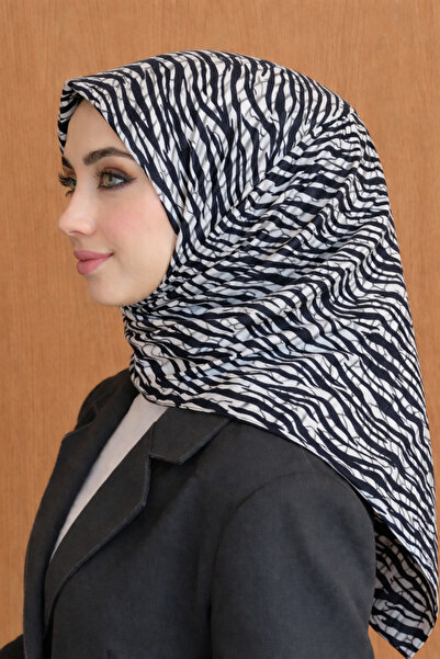 Aker Eșarfă din mătase Tivil IST 8672713-911 Model Zebră Neagră