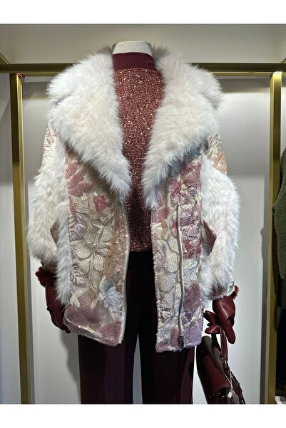 jasminurgancy İtalyan Pul Payetli Beyaz Kürk