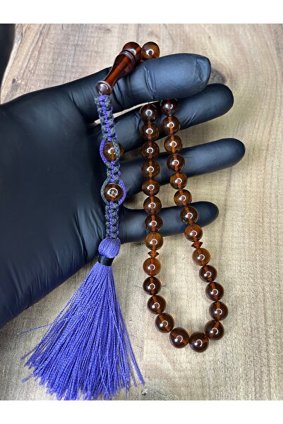 Mos Tespih سبحة كهرمانية فاخرة عتيقة الطراز بتصميم مجدول وشرابة