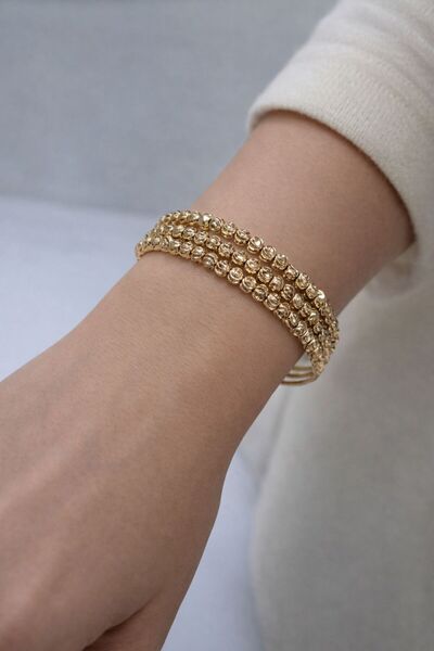 YSX JEWELRY Üç Sıralı Gold Top Detaylı Kadın Kelepçe Bilekli