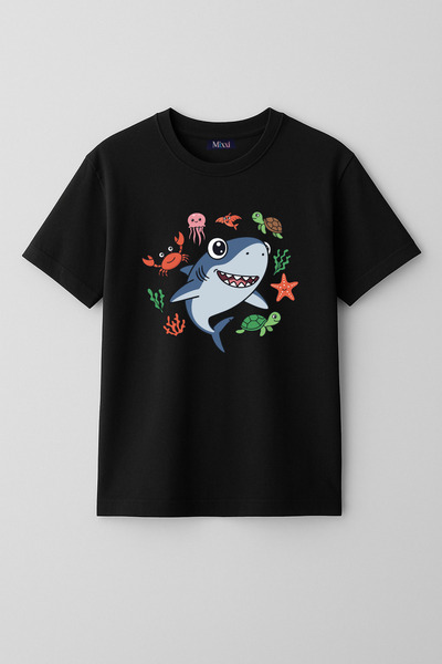 mixxi fashion تي شيرت Cute Shark Sea - تي شيرت بأكمام قصيرة مطبوع للأطفال من ...