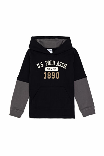 U.S. Polo Assn. سويت شيرت رجالي أسود بغطاء رأس رفيع 50316470-VR046