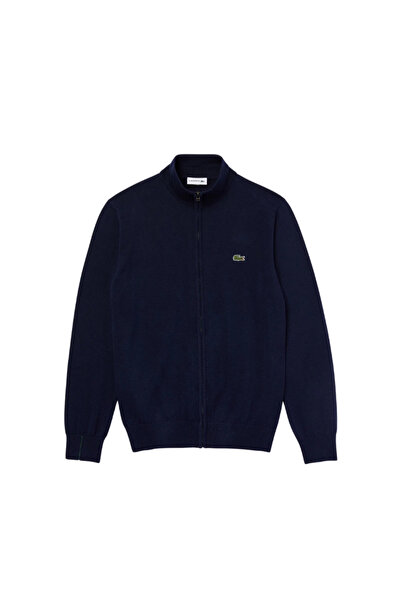 Lacoste Regular Fit Fermuarlı Organik Pamuk Lacivert Hırka