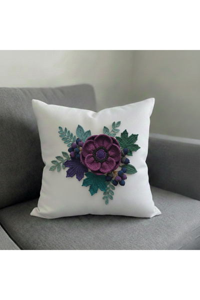 PilloveDream Punch Nakış Desen Doğa Temalı Çiçek Desenli Çok Renkli Dijital B...