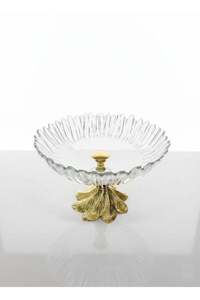 Altabi Gold Footed Glass Serving Bowl 21 cm