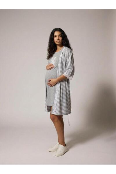 cotonhause Women's Short Sleeve Maternity Nightgown Dressing Gown Set Cot522175