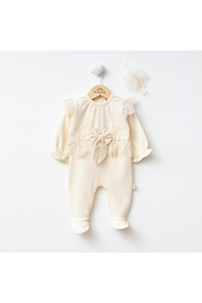 Miniday Baby Baby Girl Mevlütlük Jumpsuit with Bandana and Lace Tk1043