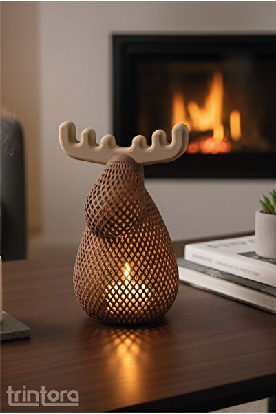 TrintoraLab Geyik Çok Renkli Dekoratif Tea Light Mumluk – Mum Hediyeli Ortam ...