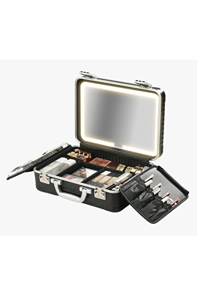 porodo Lifestyle Travel Makeup Case with Detachable 16” LED Mirror & Adjustab...