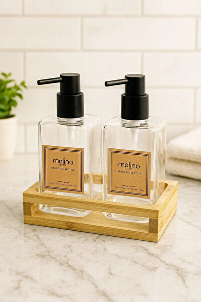 YzHome 2-Piece Glass Liquid Soap Dispenser with Bamboo Stand, Detergent Dispe...