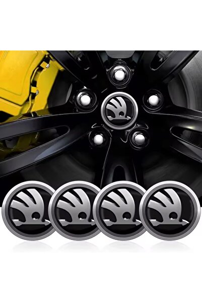 İKTUNING SKODA 56 MM ALÜMİNYUM 4 ADET JANT GÖBEK STICKER