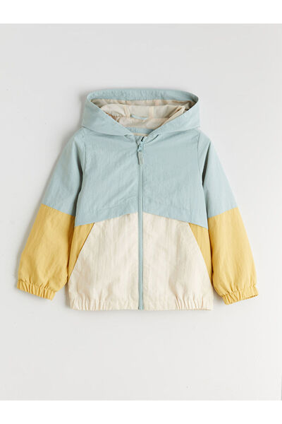 LC Waikiki Lcw Kids Green Hooded Color Block Boy's Coat