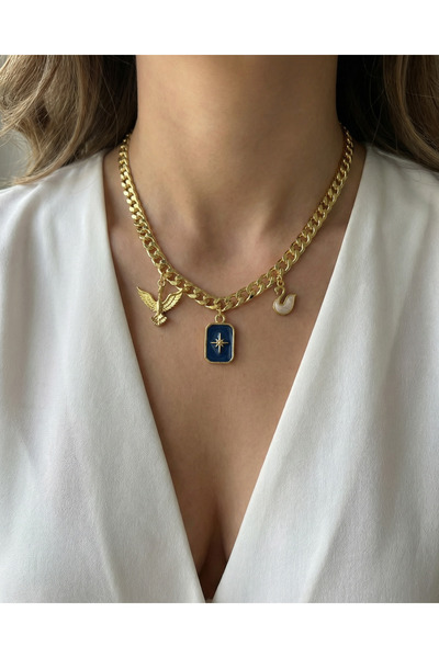 Gleemy accesories Altın kaplama kuzey yıldız,kuğu,anka kuşu ile tasarlanmış c...