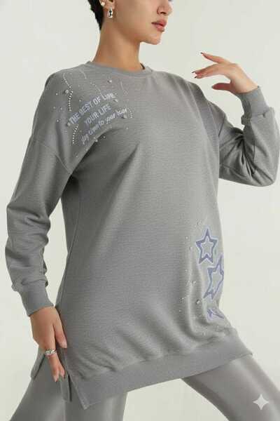 azram KADIN KOT YILDIZ DETAYLI TESETTÜR TUNİK