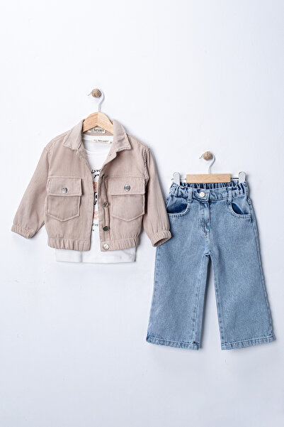 Seramis Girls' Holiday Suit Velvet Jacket, 100% Cotton Jeans and Long Sleeve ...