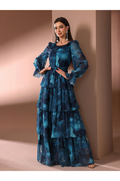 Take Two By Styli Women Tie Dye Print Tiered Maxi Dress