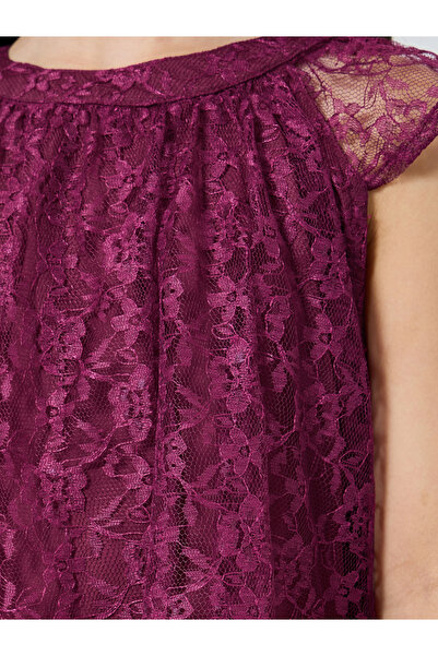 Styli فستان بناتي من الدانتيل برقبة دائرية