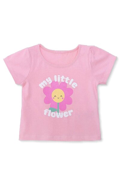 ebebek Hello Baby HelloBaby HelloBaby Kız Bebek Tshirt Çiçek Baskılı Bisiklet Yaka Kısa Kol