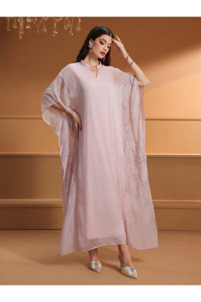 Take Two By Styli Women Lace Patchwork Kimono Sleeve Maxi Dress