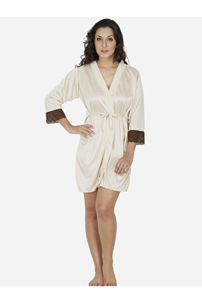 KLAMOTTEN By Styli Lace Trim Belted Robe
