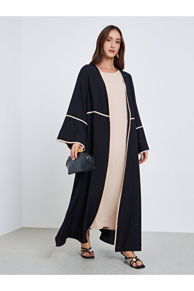 Take Two By Styli Women Contrast Detail Long Sleeve Abaya and Dress Co-Ords