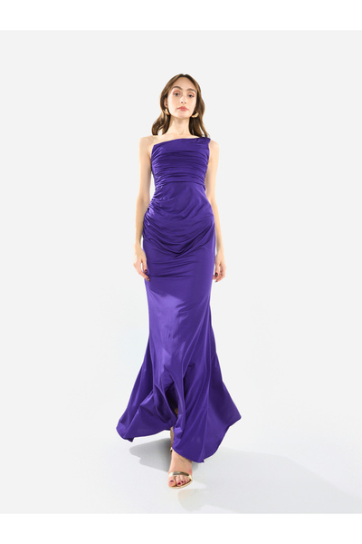 House of Moda By Styli Women One Shoulder Draped Evening Maxi Dress