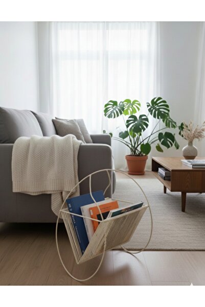 CASA NESTİ Modern retro dergilik kitaplık gazetelik bohem plaklık ayaklı