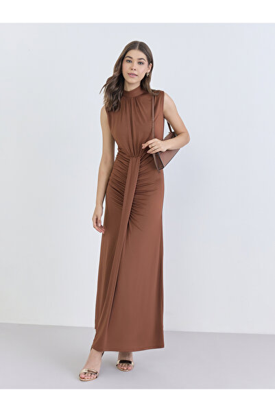 Styli Women Brown Sleeveless Bodycon Maxi Dress
