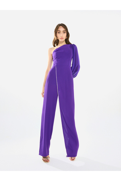 House of Moda By Styli Women Crystal Trim One-Shoulder Jumpsuit