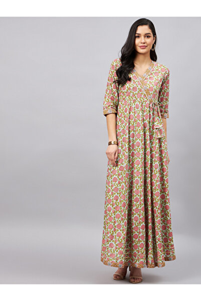 WineRed By Styli Woman Green Floral Print Midi Dress