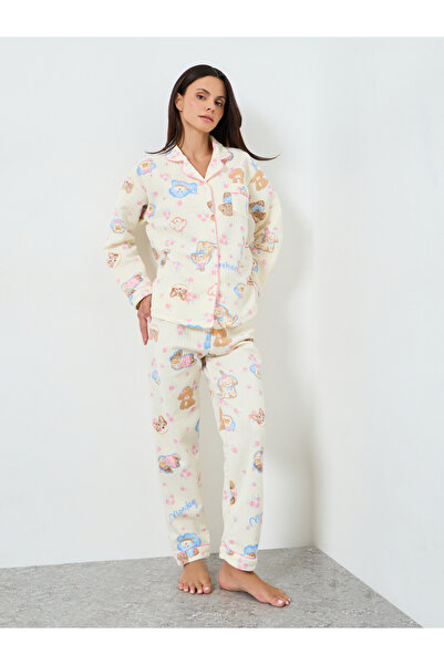Styli Cartoon Print Shirt and Pyjama Set