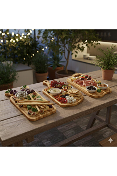 selinaksesuar Bamboo 3-Piece Cutting, Chopping and Presentation Board, Servin...