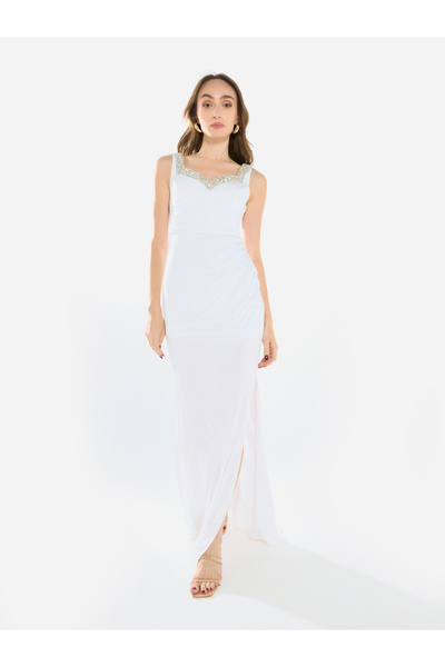 House of Moda By Styli Women Embellished Ruched Bodice Gown Maxi Dress