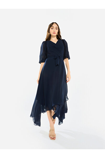 House of Moda By Styli Women Asymmetric Layered Chiffon Maxi Dress