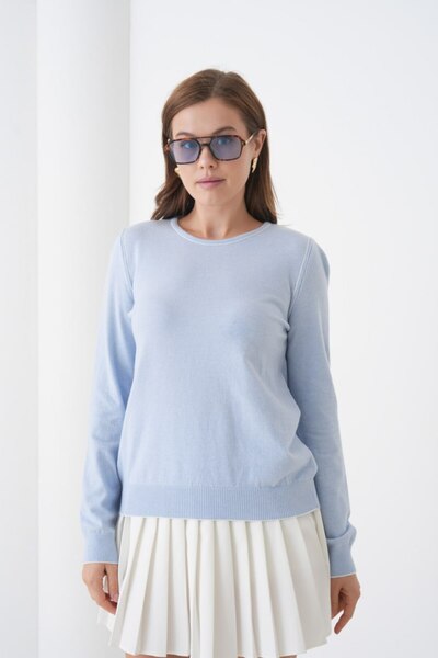 mysimy Sweater with Striped Detail on the Neck and Sleeves